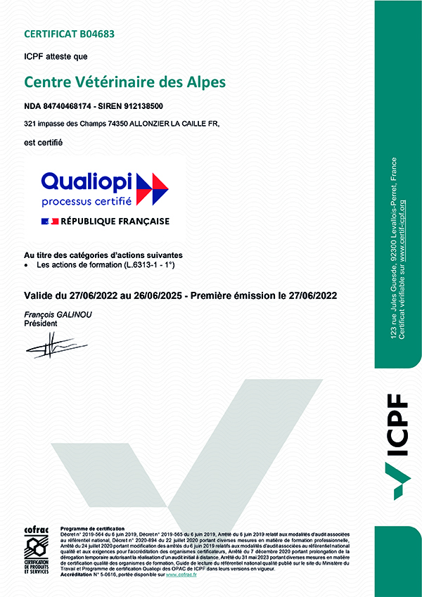 Qualiopi - CHV Saint-Martin - certificat B04683